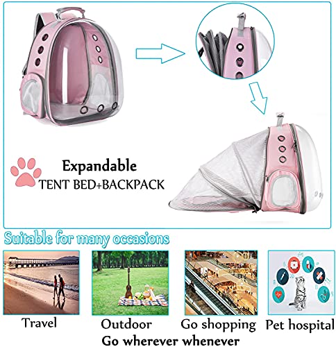 YUDOXN Mochila para Mascota.Mochila Gato y Perros Extensible.Bolso Cápsula Espacial Mochila para Gatos Perros, Mochila portátil para Transportar para Gatos y Perro. (Negro)