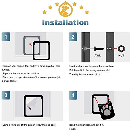 YUEBAOBEI Puerta para Perros Gatera,Magnética Pantalla Ventana Puerta Aleta con Cierre Automático para Gato Y Perro Pequeño,para Puerta Pequeña para Perros Y Gatos(24X29cm)