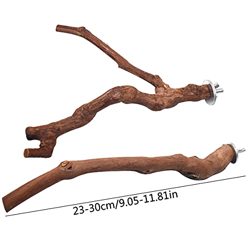 Yueser Perchas Naturales para Pájaros, 2 Piezas Madera de UVA Salvaje Percha de Madera Natural Bird Perchespara Loros de Pájaros Periquitos de Mascota Agapornis (2 Estilos)
