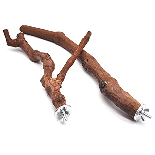 Yueser Perchas Naturales para Pájaros, 2 Piezas Madera de UVA Salvaje Percha de Madera Natural Bird Perchespara Loros de Pájaros Periquitos de Mascota Agapornis (2 Estilos)