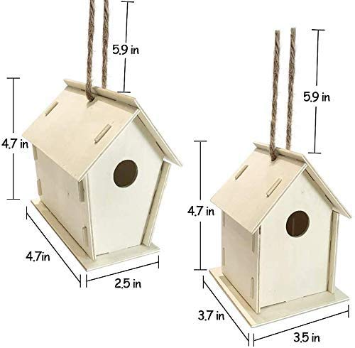 YUET DIY Kit de casa de pájaros,casas de pájaros para niñas y niños salvajes DIY nido de madera con,casa para pájaros para niños,2 paquetes (redondos)