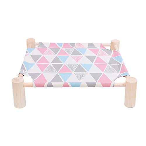 Yumech Cama para Gatos Hamaca Elevada para Perros Cama para Gatos Casa para Dormir de Lona Duradera Asiento para Mascotas de Pino para Interiores Al Aire Libre Pequeños Gatos Medianos