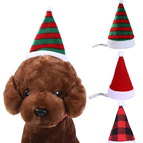 Yusea Gorro de peluche para mascotas, Papá Noel, Navidad, gato, perro, invierno, cálido, para Navidad, fiesta, decoración, divertido y dulce