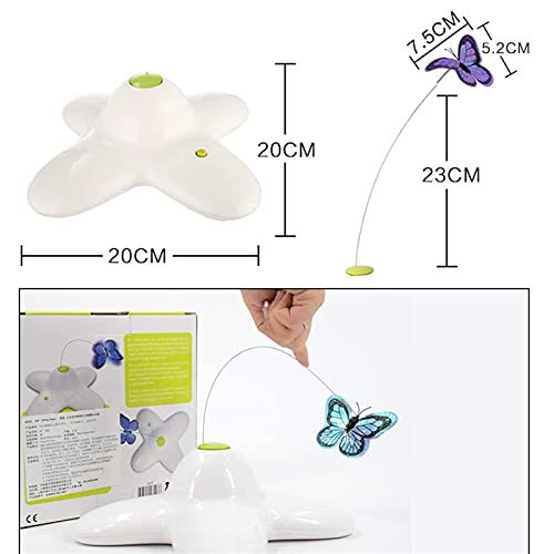 YYQQ Juguete de Gato automático 360 Grados Movimiento Giratorio Activado Mariposa Juguetes Divertidos para Mascotas Gatos de Mascota aleteo Interactivo Ondas de Insecto Juguete Intermitente Juguete