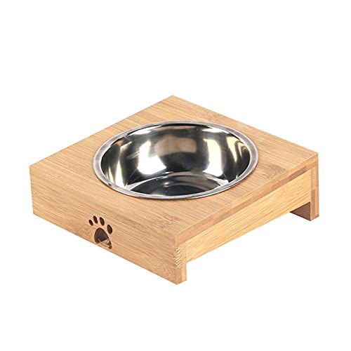 Z-Y Cuencos Gatos Cuenco de alimentación de Alimentos para Mascotas para Perros Gatos Stent de bambú Natural Individual/Doble (Color : 2)