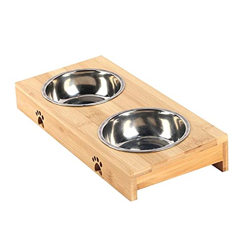 Z-Y Cuencos Gatos Cuenco de alimentación de Alimentos para Mascotas para Perros Gatos Stent de bambú Natural Individual/Doble (Color : 2)