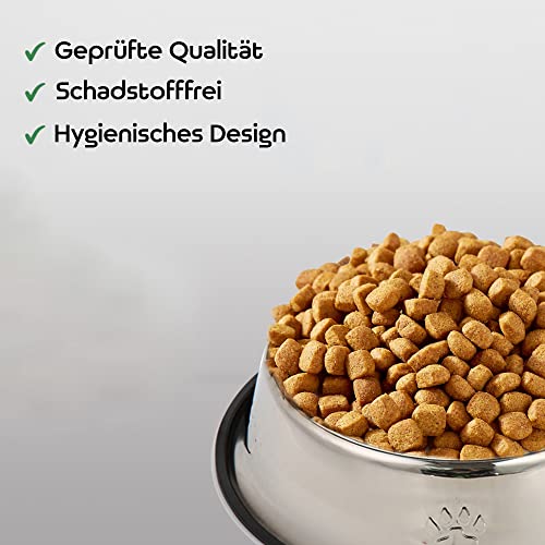ZAH - Comedero para gatos, perros pequeños, cachorros, gatos, comedero para mascotas, juego de 2 cuencos de acero inoxidable con anillo de goma antideslizante, juego de 2 cuencos para gatos (18 cm)