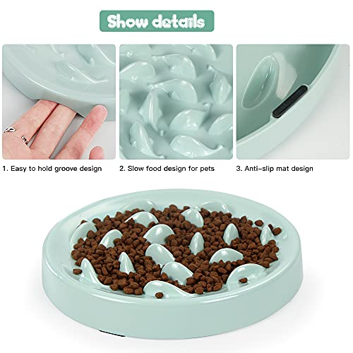 Zaloife Alimentadores Lentos, Lenta Comedero, Comedero Perros Pequeños Antivoracidad, Comedero Gato Interactivo, Tazon Comedero para Mascotas (Verde)