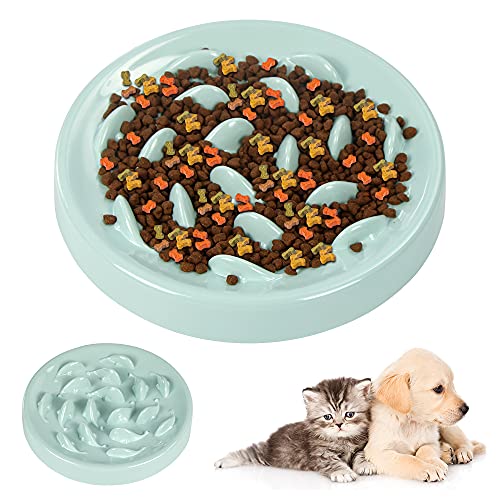 Zaloife Alimentadores Lentos, Lenta Comedero, Comedero Perros Pequeños Antivoracidad, Comedero Gato Interactivo, Tazon Comedero para Mascotas (Verde)