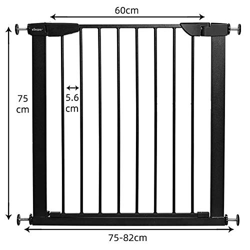 ZHANWEI Barrera de Seguridad Sin Agujeros Negro Puerta de Seguridad Cierre Automático, Barandilla de Escalera Valla para Mascotas Extra Ancha (Color : Black, Size : 96-103cm)
