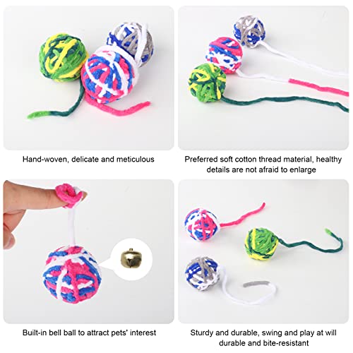 ZHOUSTOU 3piezas Pelota Juguete Para Gatos Pelota Peluche Sonidos Susurrantes Pelota Gato Peluche Pelota Inteligente Para Gatos Con Campana Cuerda para AutoocupacióN Contra Aburrimiento (Colorido)