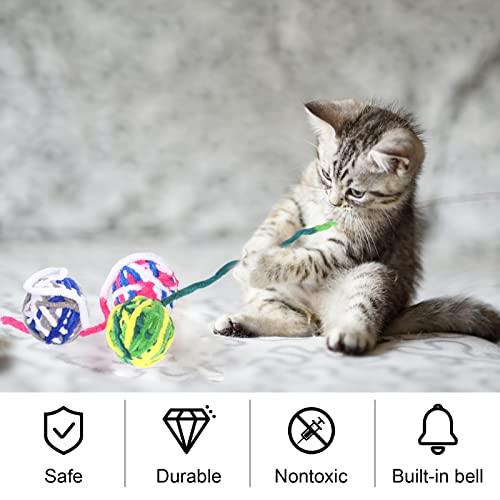 ZHOUSTOU 3piezas Pelota Juguete Para Gatos Pelota Peluche Sonidos Susurrantes Pelota Gato Peluche Pelota Inteligente Para Gatos Con Campana Cuerda para AutoocupacióN Contra Aburrimiento (Colorido)