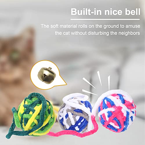 ZHOUSTOU 3piezas Pelota Juguete Para Gatos Pelota Peluche Sonidos Susurrantes Pelota Gato Peluche Pelota Inteligente Para Gatos Con Campana Cuerda para AutoocupacióN Contra Aburrimiento (Colorido)