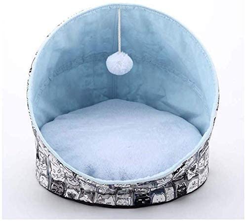 ZHWDD Cerrado Gato perreras Gato Saco de Dormir Mascota fusión Acogedor diseño casa Grandes Gatos pequeños Azul qujunji