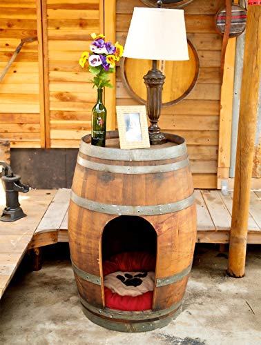 Zhyaj Fuera De La Casa del Perro Muebles De Jardín Perrera De Barril De Vino Vintage para Perro Mediano Pequeño Villa para Perros