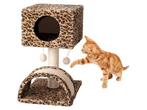 Zoofari Árbol rascador para gatos con taburete de fieltro de sisal de peluche, árbol para gatos con ruedas, escalera de sisal, árbol para escalar, árbol de juegos para tumbarse