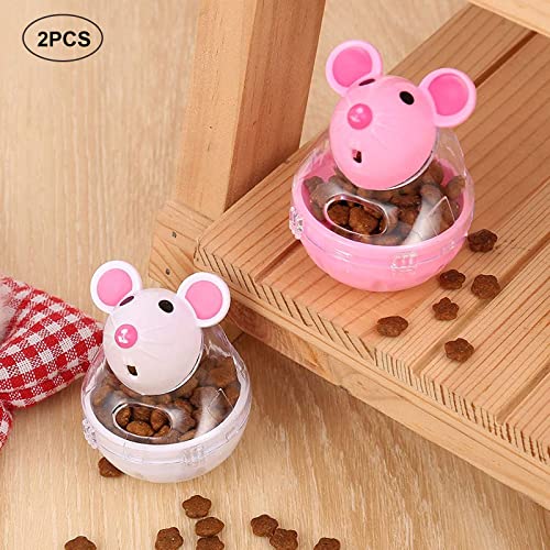 ZRWLZT Comederos Interactivos Gatos Juguetes para Gatos Interactivos Juguete de la Golosina del Gato Juguete Inteligente para Gatos, Bolas Educativos de Pelota Dispensadora de Comida, 2 Piezas
