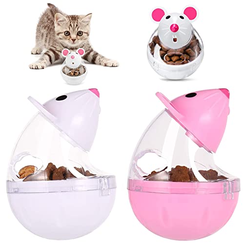 ZRWLZT Comederos Interactivos Gatos Juguetes para Gatos Interactivos Juguete de la Golosina del Gato Juguete Inteligente para Gatos, Bolas Educativos de Pelota Dispensadora de Comida, 2 Piezas