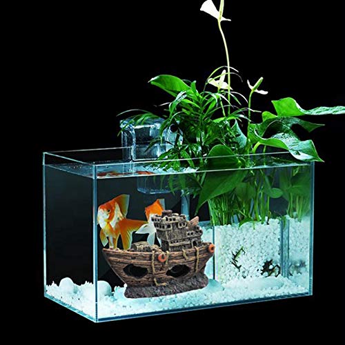 ZSQZJJ Acuario, pecera, Paisaje, Barco Pirata, naufragio, decoración de Barco, Adorno de Resina para Barco, Accesorios para Acuario, decoración
