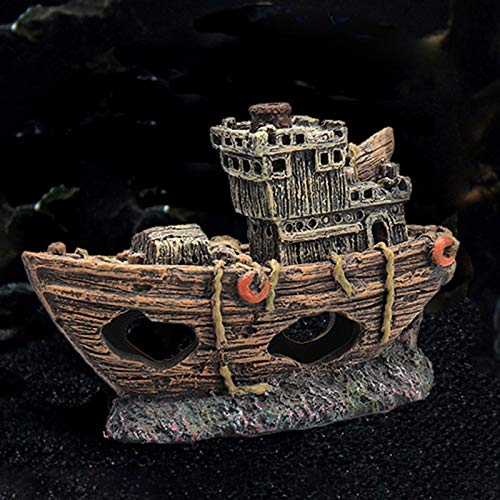 ZSQZJJ Acuario, pecera, Paisaje, Barco Pirata, naufragio, decoración de Barco, Adorno de Resina para Barco, Accesorios para Acuario, decoración