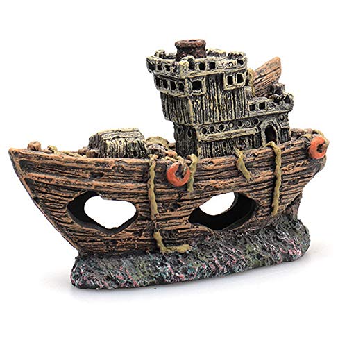 ZSQZJJ Acuario, pecera, Paisaje, Barco Pirata, naufragio, decoración de Barco, Adorno de Resina para Barco, Accesorios para Acuario, decoración