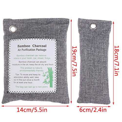 ZT Bolsa para eliminar olores de carbón activado de bambú, 200 g × 2 + 85 g × 4, ambientador de carbón elimina olores para el hogar, mascotas, coche, clóset, sótano