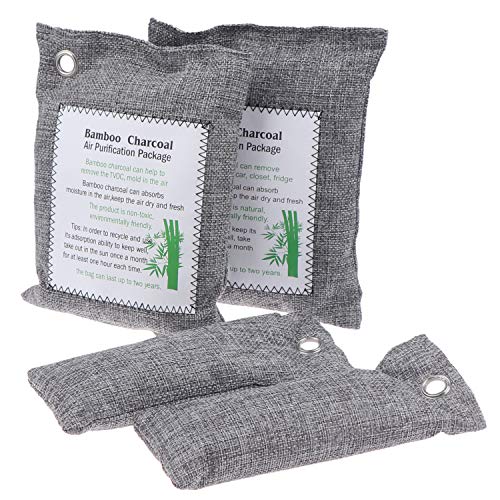 ZT Bolsa para eliminar olores de carbón activado de bambú, 200 g × 2 + 85 g × 4, ambientador de carbón elimina olores para el hogar, mascotas, coche, clóset, sótano