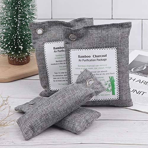 ZT Bolsa para eliminar olores de carbón activado de bambú, 200 g × 2 + 85 g × 4, ambientador de carbón elimina olores para el hogar, mascotas, coche, clóset, sótano