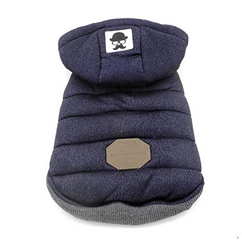 ZUNEA Abrigos Chaquetas para Perros Invierno Cálido Chaleco Ropa Forro Polar Sudaderas con Capucha Resistente al Viento Mascota Cachorro Chihuahua Ropa para Perro Pequeño Mediano Grande Azul 6XL