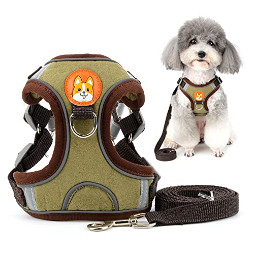 Zunea Antitirones Arnés para Perro Pequeño Ajustable Reflectante Gatos Cachorro Chaleco Arnés de Ante Suave Arneses Ligeros a Prueba de Escape para Caminar para Mascotas Chihuahua Yorkshire Marrón S