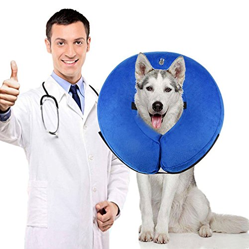 Zunea Collar hinchable para perros y gatos suave ajustable y cómodo para la recuperación de mascotas con cuello en E para la cirugía y la curación, evita que los perros toquen y se muevan los gatos XS