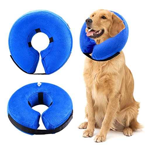Zunea Collar hinchable para perros y gatos suave ajustable y cómodo para la recuperación de mascotas con cuello en E para la cirugía y la curación, evita que los perros toquen y se muevan los gatos XS