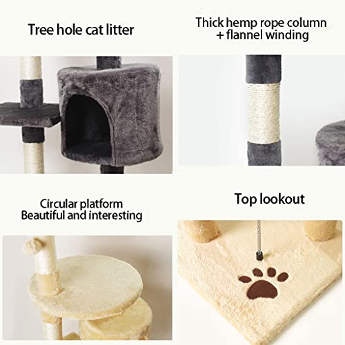ZWWZ Rascador árbol para Gato,Árbol rascador árbol para Escalar,Modelo Silvestre,para Escalar,3 Alturas,con Plataformas y refugios,Juguete Desestresante,Cuerda de sisal,40 * 40 * 116cm