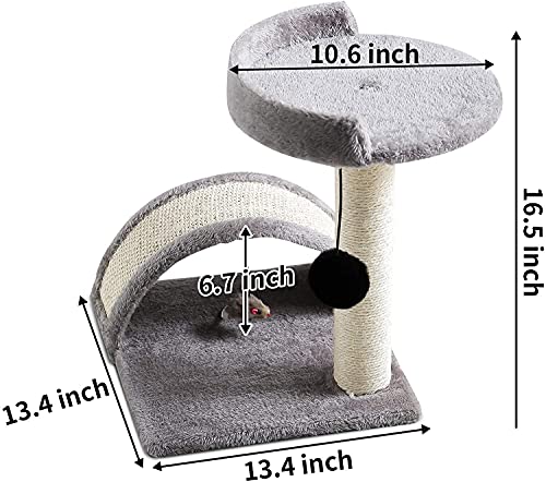 zxb-shop Tabla de rascar para Gatos Árbol de Gato rasguño Post rasguño Torre Condominio Muebles árboles Pequeño árbol de Gato con Plataforma Grande para Gatito Gris Postes rascadores para Gatos