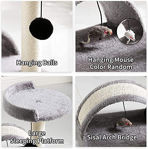 zxb-shop Tabla de rascar para Gatos Árbol de Gato rasguño Post rasguño Torre Condominio Muebles árboles Pequeño árbol de Gato con Plataforma Grande para Gatito Gris Postes rascadores para Gatos