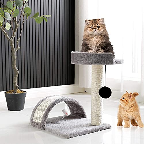 zxb-shop Tabla de rascar para Gatos Árbol de Gato rasguño Post rasguño Torre Condominio Muebles árboles Pequeño árbol de Gato con Plataforma Grande para Gatito Gris Postes rascadores para Gatos