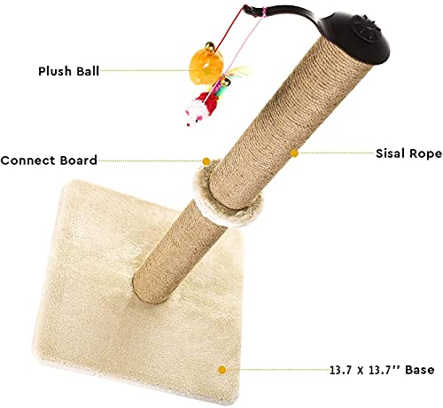 zxb-shop Tabla de rascar para Gatos Gato rasguño Poste, raspador de Garra de Gato Giratorio de 360 ​​Grados con Pelota Colgante, Muebles de Gato, Peluche Suave Suave Postes rascadores para Gatos