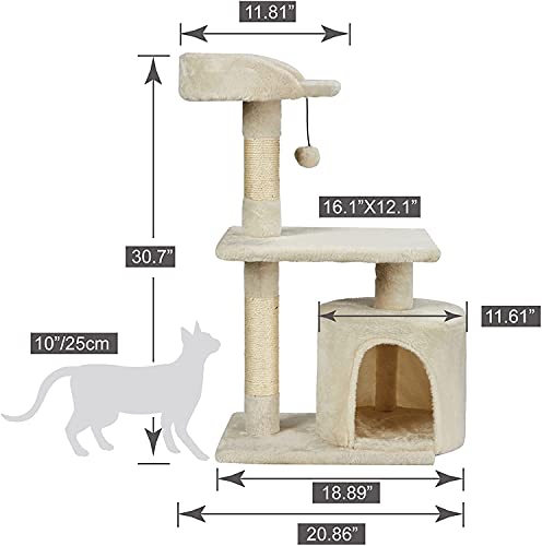 zxb-shop Tabla de rascar para Gatos Level Cat Tree Condominio con Sisal Rasguño Posts, Perches, Casas, Hamaca y Cestas, Muebles de Torre de Gato Postes rascadores para Gatos