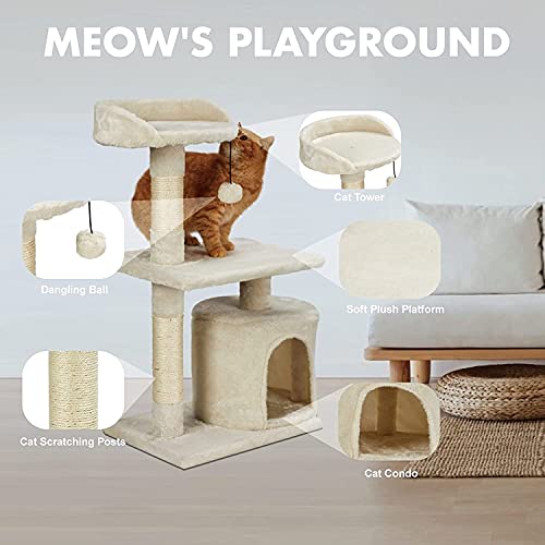 zxb-shop Tabla de rascar para Gatos Level Cat Tree Condominio con Sisal Rasguño Posts, Perches, Casas, Hamaca y Cestas, Muebles de Torre de Gato Postes rascadores para Gatos