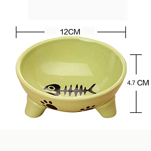 Zxb-shop Triángulo de cerámica para Mascotas Cuenco de Espina de pez patrón Alimentos Cuenco de Alta Gama de Suministros (Color : Blue)