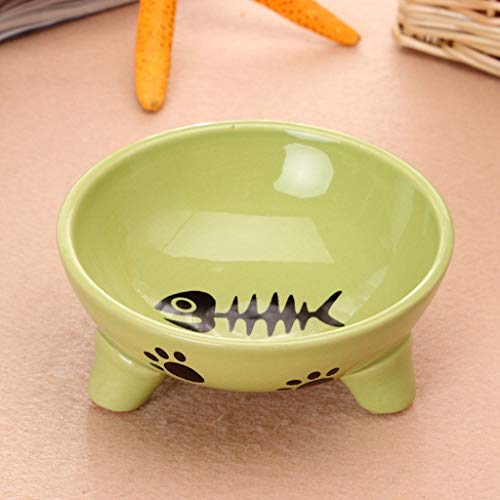 Zxb-shop Triángulo de cerámica para Mascotas Cuenco de Espina de pez patrón Alimentos Cuenco de Alta Gama de Suministros (Color : Blue)