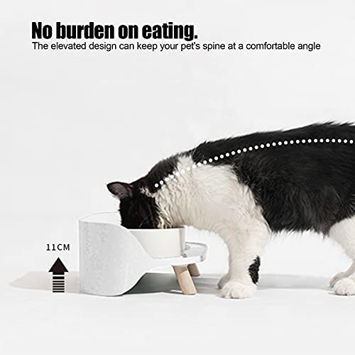 01 Cuenco de cerámica para Gatos, Nueva Porcelana de Hueso y Cuenco Doble de plástico para Mascotas portátil para Gatitos para Perros pequeños(White)