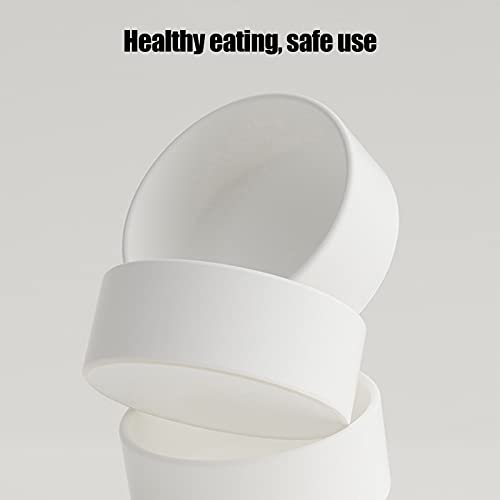 01 Cuenco de cerámica para Gatos, Nueva Porcelana de Hueso y Cuenco Doble de plástico para Mascotas portátil para Gatitos para Perros pequeños(White)