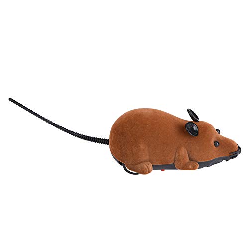 03 Ratón inalámbrico, Juguete para Ratones, Regalo novedoso para Ratas, Molde para ratón de Juguete para Ratas Divertidas con Control Remoto, para Gatos y Perros(Brown)