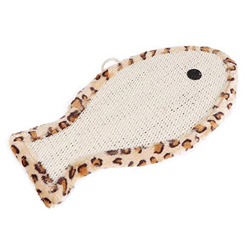 1 Uds, Almohadilla para Rascar para Gatos, Tablero Plano de Sisal, Almohadilla para Rascar para Gatos, Alfombrilla para Rascar para Mascotas, Juguete para Jugar, Forma de pez, Felpa(Leopard)