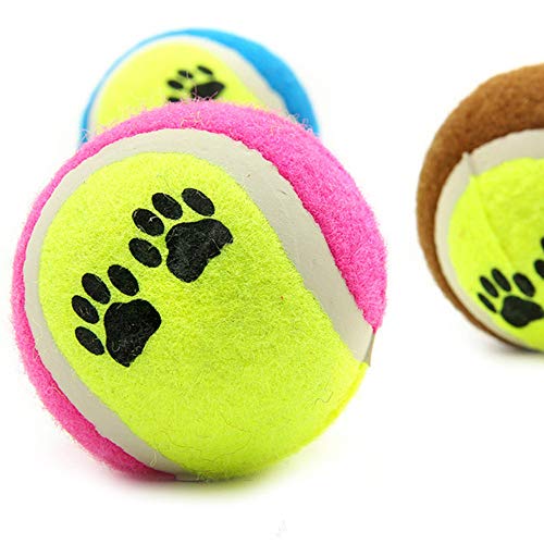 1 UNID Pet Dog Cat Toy Toy Pinturas Pelotas de Tenis Run Throw Play Play Funny Chew Mascotas Juguetes Levert Color Aleatorio