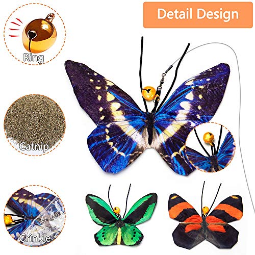11 PCS Juguetes para Gatos, Set di Juguetes para Gatos Interactivo Ratón, con Varita Retráctil Juguetes realistas de plumas de Hierba gatera con mariposa, Ratóns y Bolas Varias para Gatos