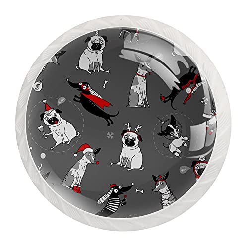 12 pomos de armario de Navidad para perro, cachorro, perro y perro salchicha, anillas redondas de cristal para cajón, tiradores de armario para cocina, 3,5 x 2,8 cm