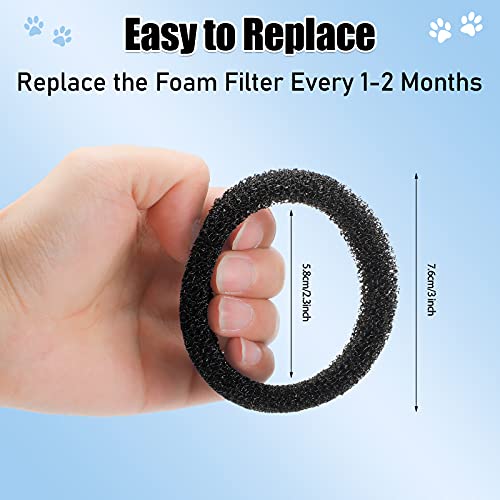 16 Filtros de Espuma de Fuente de Mascotas Filtro de Espuma Negro de Esponja Redonda Filtro de Repuesto de Fuente de Gato Mascota para Fuente de Acero Inoxidable de Gatos de 2,5 L/ 84 oz