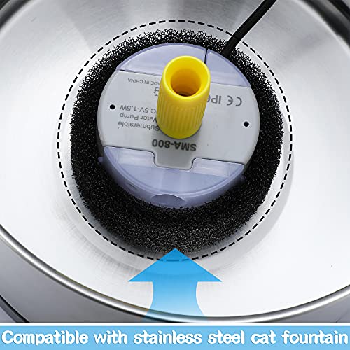 16 Filtros de Espuma de Fuente de Mascotas Filtro de Espuma Negro de Esponja Redonda Filtro de Repuesto de Fuente de Gato Mascota para Fuente de Acero Inoxidable de Gatos de 2,5 L/ 84 oz